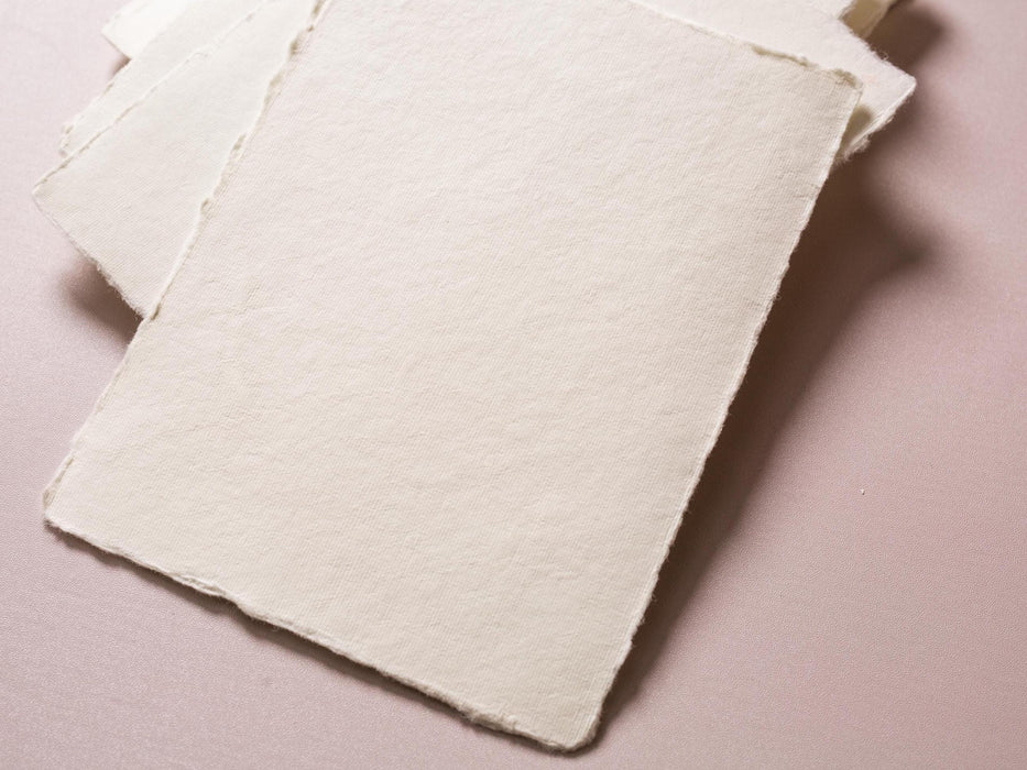 Printed Deckled Edge Save-the-Date Cards (D5) - 5x7 Custom Cards Stationary on Raw Edge Cotton Paper for Weddings, W/ Optional A7 Envelopes