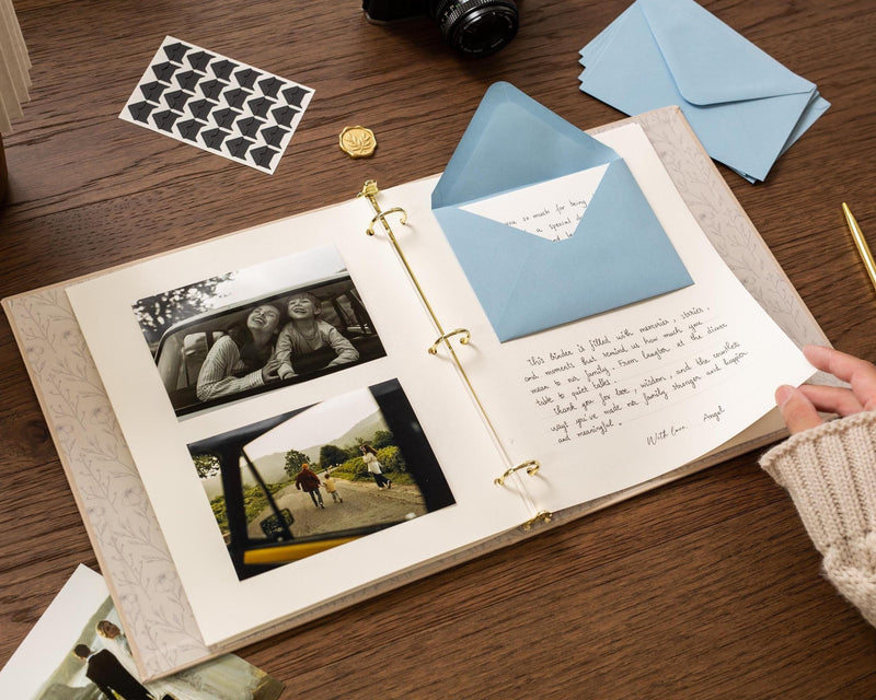 Letters to the Bride Scrapbook Binder w/ 20 Pages (D3) - Bridal Shower Wedding Letters Memory Book, Love Notes, Photo & Envelope Keepsake