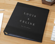 Wedding 3 Ring Linen Binder (D4) - Personalized Wedding Guest Book Alternative Refillable Bridal Planner Memento Optional 4x6 Envelope (20x)