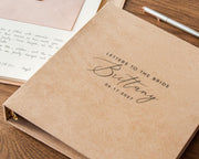 Letters to the Bride Binder (D5) - Velvet or Leather Album, Bridal Shower Wedding Memory Guest Book Alternative w/ Layout Pages & Envelopes