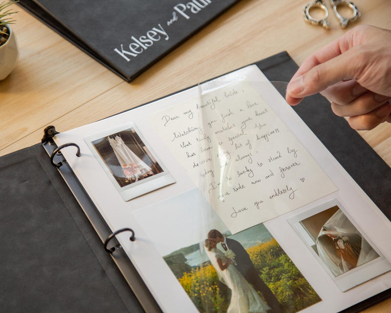 Wedding Photo Album Binder - Personalized Leather or Velvet Photo Album for Bridal Shower Engagement Party Memory Keepsake