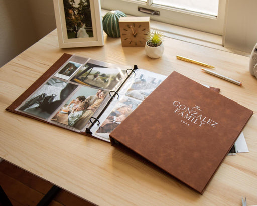 Family Photo Album Binder - Personalized Velvet or Leather Photo Memory Organizer Scrapbook Keepsake, Custom Family Book Gift