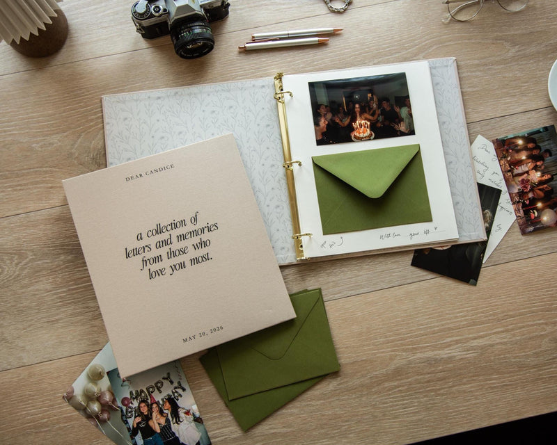 Letters & Memories Linen Binder - Custom Scrapbook Album Best Friend Daughter Birthday Surprise Bridal Shower Photo Signing Guest Book Gift
