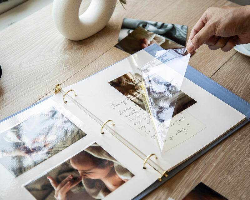 Linen Photo Album Binder (D4) - DIY Yearly Family Album Annual Memory Scrapbook Milestone Year In Review Journal w/ Sticky Pages