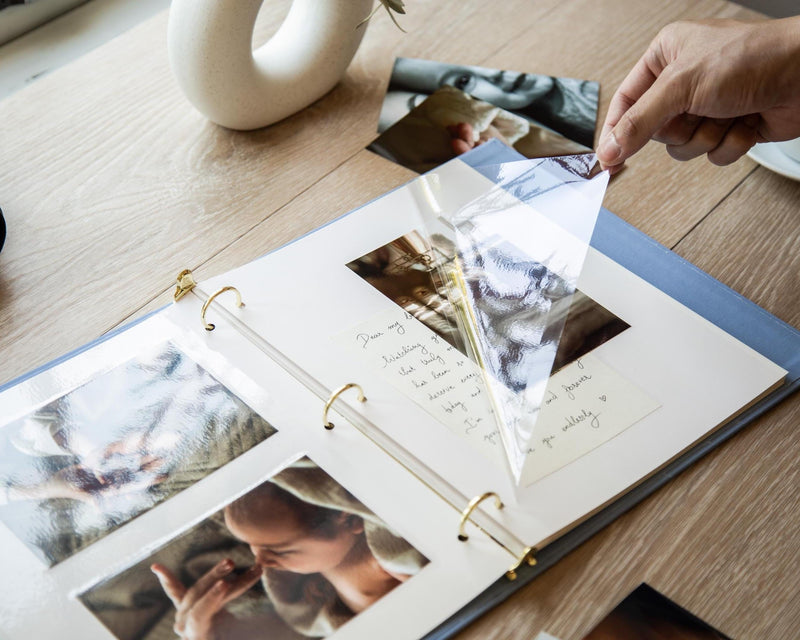 Linen Photo Album Binder (D4) - DIY Yearly Family Album Annual Memory Scrapbook Milestone Year In Review Journal w/ Sticky Pages