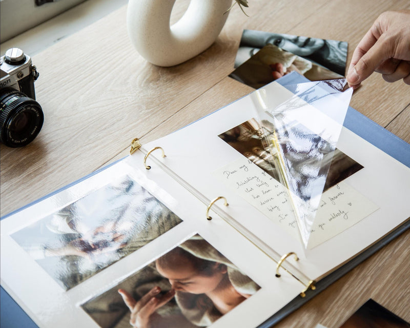 Linen Photo Album Binder (D4) - Personalized Milestone Linen Baby Memory Book DIY Newborn Album Family Scrapbook Yearly Recap Keepsake