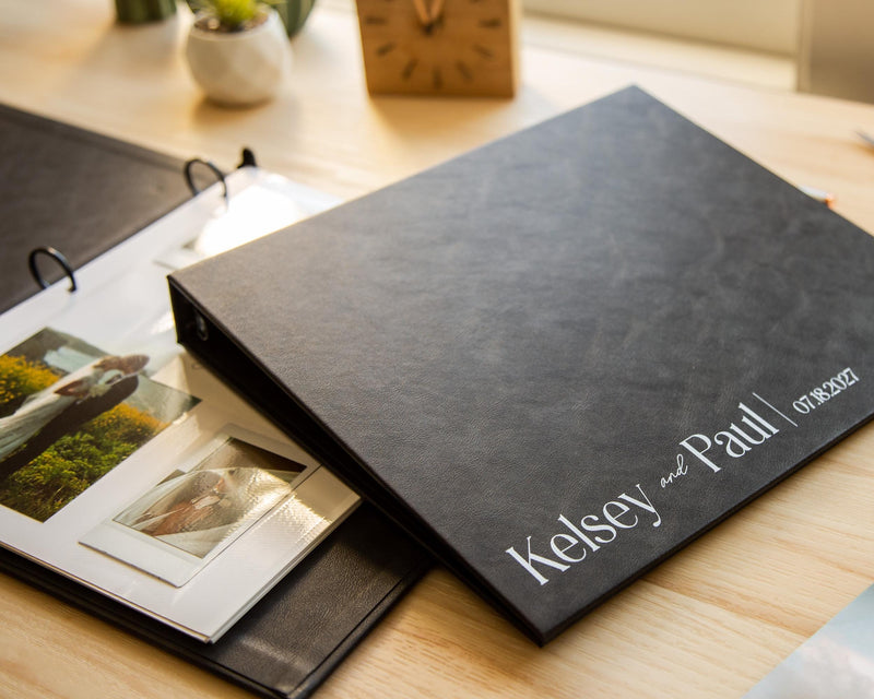 Wedding Photo Album Binder - Personalized Leather or Velvet Photo Album for Bridal Shower Engagement Party Memory Keepsake
