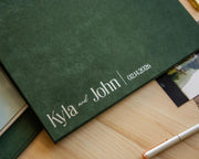 Foil Wedding Photo Album Binder - Gold or Silver Font Custom Leather or Velvet Couple's Guest Book Album, Self Adhesive Polaroid Keepsake