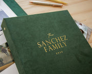 Foil Family Photo Album Binder - Custom Velvet or Leather Family Book w/ Shiny Font, Personalized Photo Memory Organizer Scrapbook Keepsake