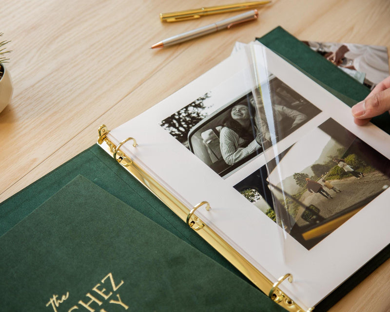 Foil Family Photo Album Binder - Custom Velvet or Leather Family Book w/ Shiny Font, Personalized Photo Memory Organizer Scrapbook Keepsake