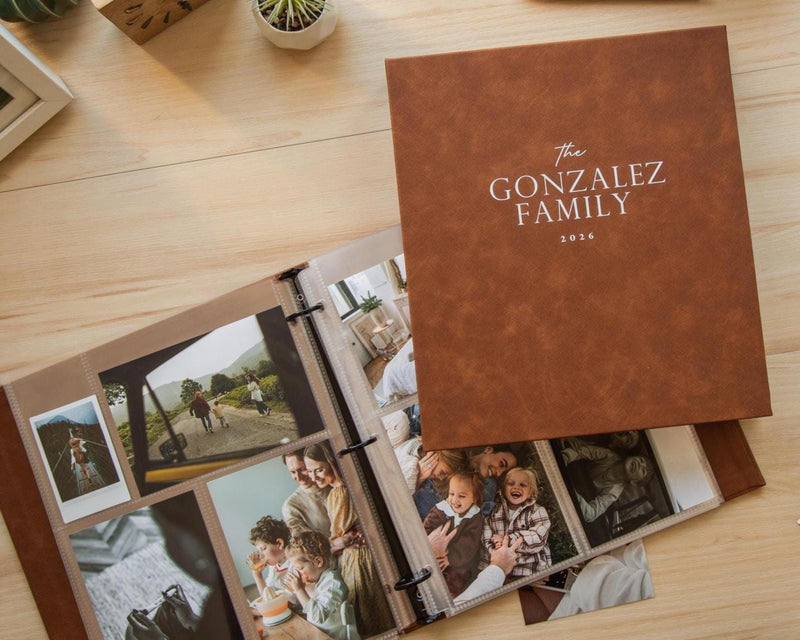 Family Photo Album Binder - Personalized Velvet or Leather Photo Memory Organizer Scrapbook Keepsake, Custom Family Book Gift