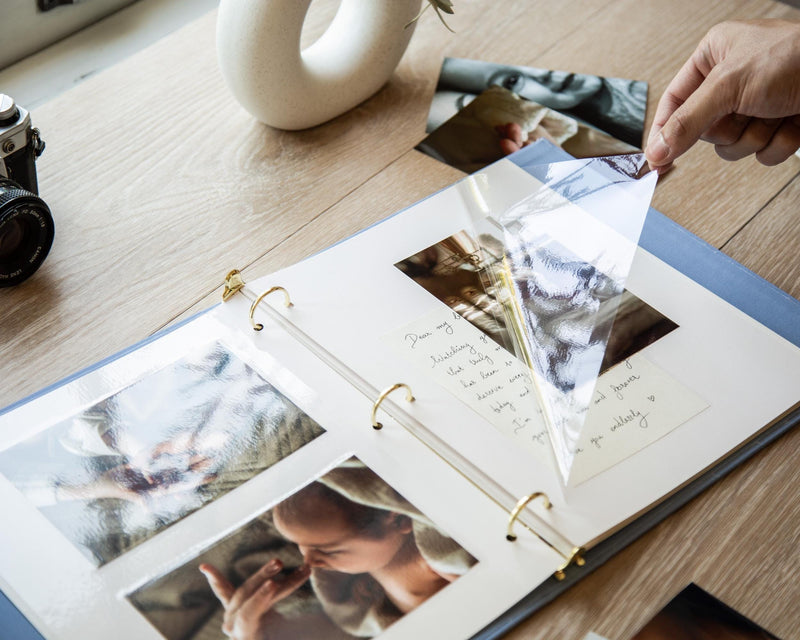 Dear Baby Linen Photo Album Binder - Memory Book for Photos Letters Scrapbook Gift Keepsake Kids Children Son Daughter from Mom Dad Family