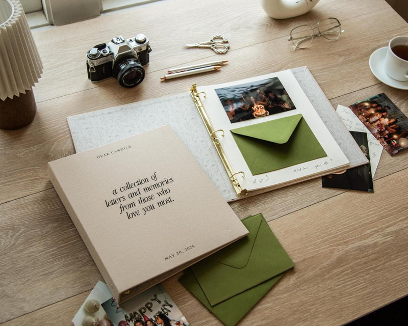 Letters & Memories Linen Binder - Custom Scrapbook Album Best Friend Daughter Birthday Surprise Bridal Shower Photo Signing Guest Book Gift