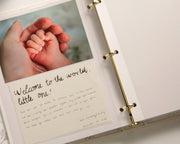 Linen Photo Album Binder (D4) - Personalized Milestone Linen Baby Memory Book DIY Newborn Album Family Scrapbook Yearly Recap Keepsake