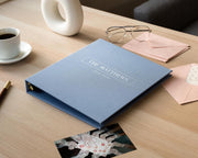 Linen Photo Album Binder (D3) - Personalized Peel & Stick Memory Book w/ Refillable Scrapbook Pages Self-adhesive Family Keepsake
