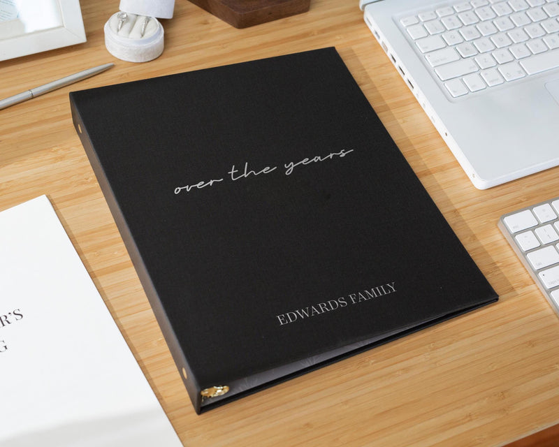 Linen Photo Album Binder (D4) - Personalized Milestone Linen Baby Memory Book DIY Newborn Album Family Scrapbook Yearly Recap Keepsake