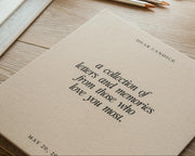 May include: A beige fabric-covered book with black text that reads DEAR CANDICE, a collection of letters and memories from those who love you most, and MAY 20, 20. The cover has a textured surface and is positioned at an angle on a wooden surface.