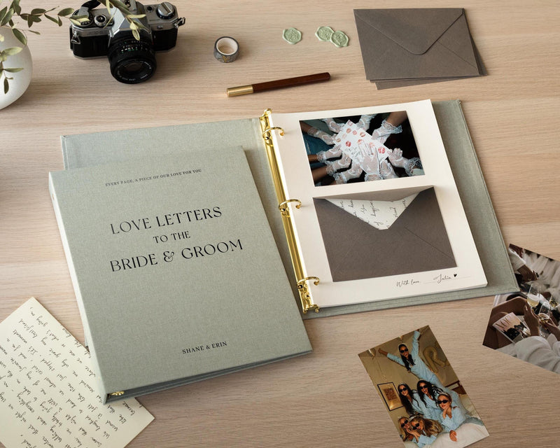 Letters to the Bride & Groom Scrapbook Binder w/ 20 Pages (D4) - Wedding Guestbook Keepsake Photos Marriage Memory Newlywed Engagement Gift