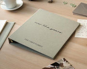 Linen Photo Album Binder (D4) - DIY Yearly Family Album Annual Memory Scrapbook Milestone Year In Review Journal w/ Sticky Pages