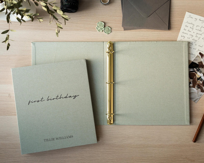 Linen Photo Album Binder (D4) - DIY Yearly Family Album Annual Memory Scrapbook Milestone Year In Review Journal w/ Sticky Pages