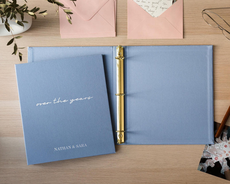 Linen Photo Album Binder (D4) - DIY Yearly Family Album Annual Memory Scrapbook Milestone Year In Review Journal w/ Sticky Pages