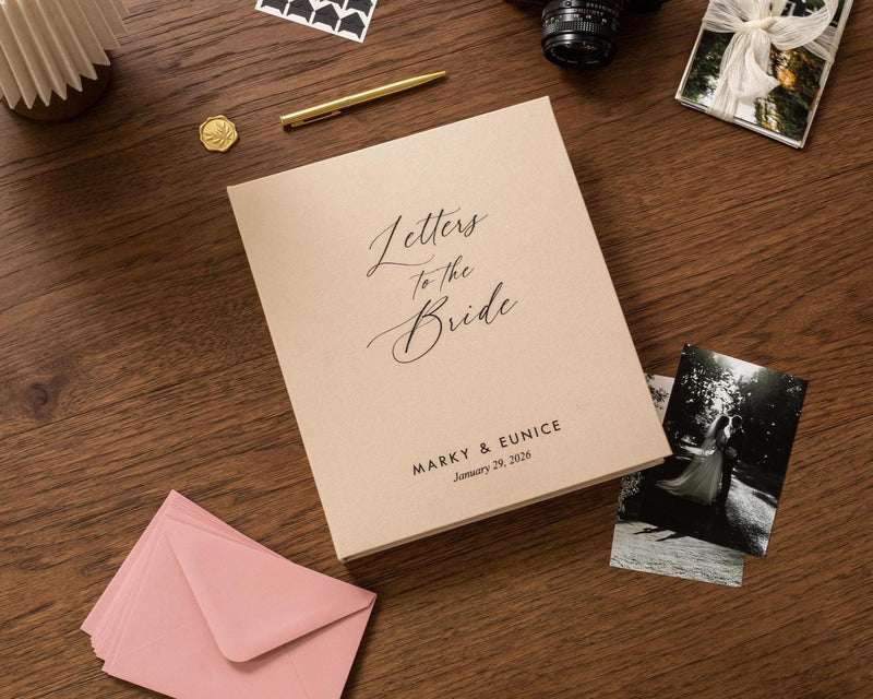 Letters to the Bride Scrapbook Binder - Custom Linen Bachelorette Bridal Shower Linen Guestbook Wedding Keepsake Gift Optional 4x6 Envelopes