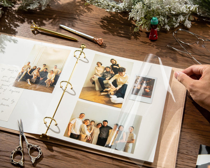Personalized Holiday Binder w/ Foil Text - Custom Christmas Photo Album, Velvet Family Memory Book