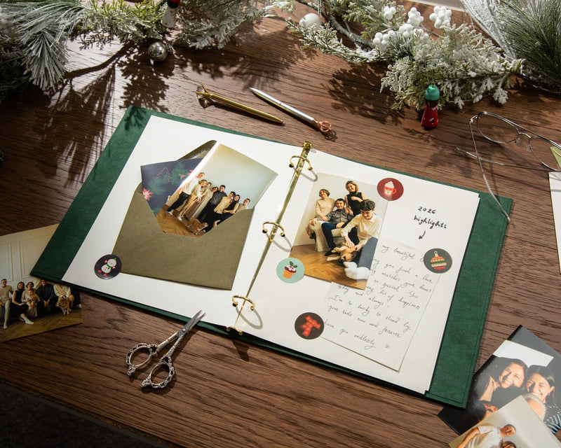 Personalized Holiday Binder w/ Foil Text - Custom Minimalist Christmas Card Album Keepsake Newlyweds Gift