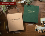 Personalized Holiday Binder w/ Foil Text - Custom Christmas Photo Album, Velvet Family Memory Book