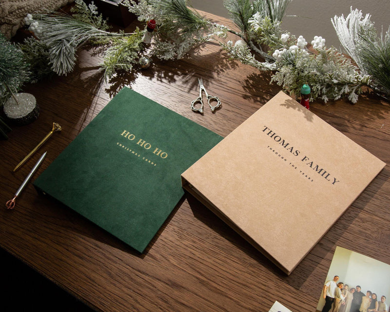 Personalized Holiday Binder w/ Foil Text - Custom Minimalist Christmas Card Album Keepsake Newlyweds Gift
