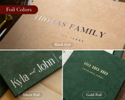 Personalized Holiday Binder w/ Foil Text - Custom Christmas Photo Album, Velvet Family Memory Book