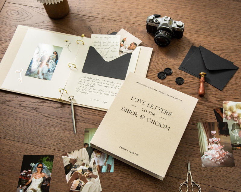 Letters to the Bride & Groom Scrapbook Binder w/ 20 Pages (D4) - Wedding Guestbook Keepsake Photos Marriage Memory Newlywed Engagement Gift