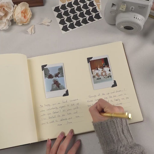 Engraved Premium Photo Guest Book (Design 1) - Wooden Minimal Wedding Guest Book for Photos of Guests, Personalized Keepsake Photo Album