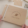 Engraved Premium Photo Guest Book (Design 2) - Wooden Floral Wedding Guest Album, Bridal Shower Photo Memory Book for Instax Mini Photos