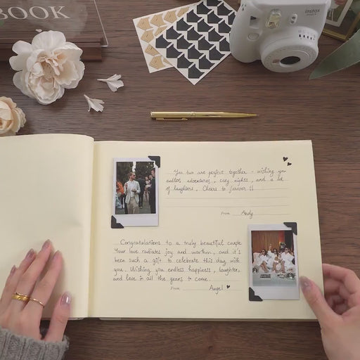 Engraved Premium Photo Guest Book (Design 3) - Wooden Personalized Letters to the Bride Keepsake, Bridal Shower Bachelorette Instax Album