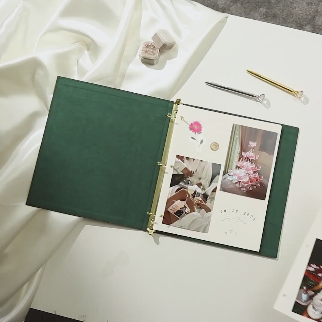 Photo Album Binder (D9) - Refillable Wedding Guestbook or Album Memory Scrapbook Love Story Book Anniversary Gift